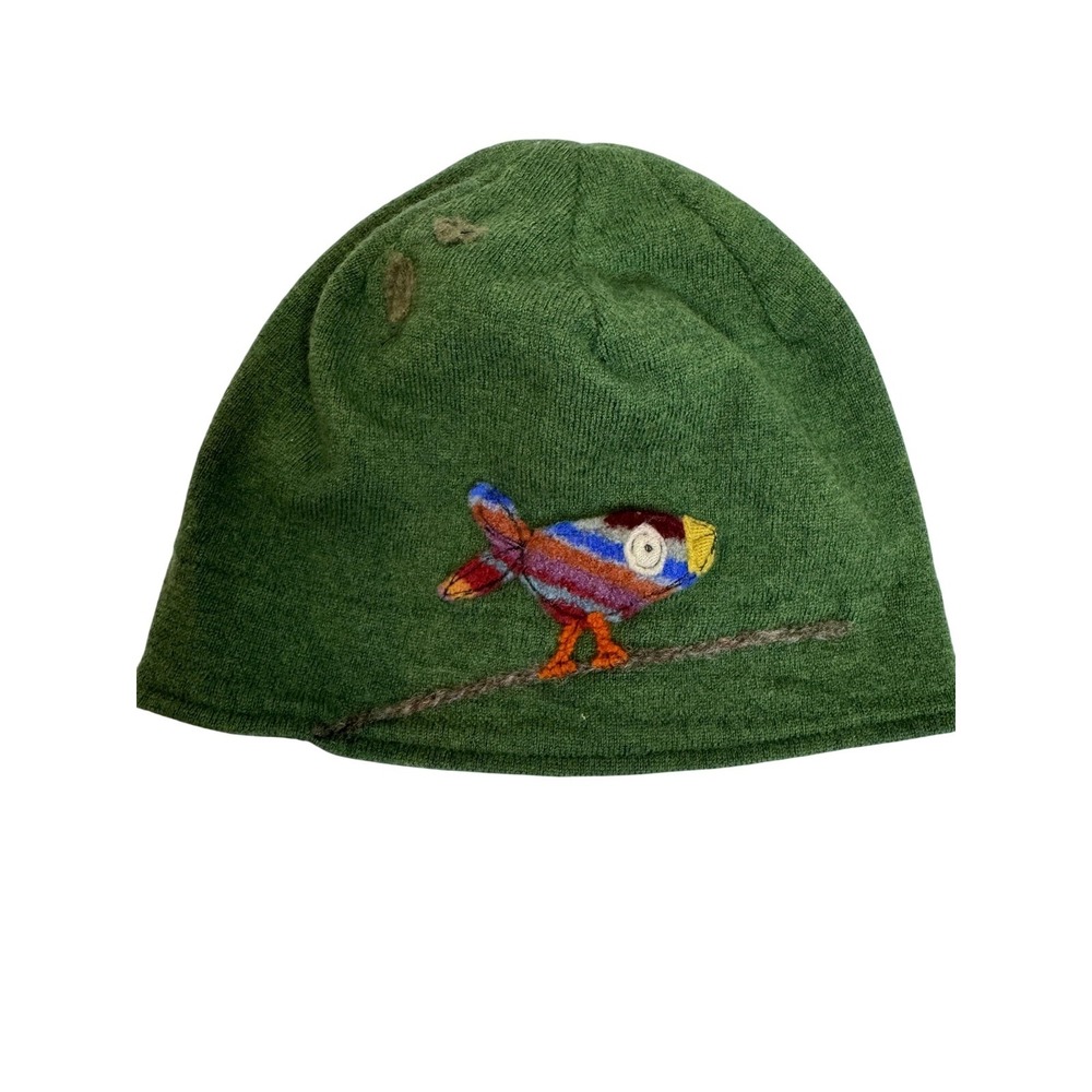 Sardine Hat Cap Fitted Small Wool‎ Embroidered Parrot Bird Youth Kids Winter